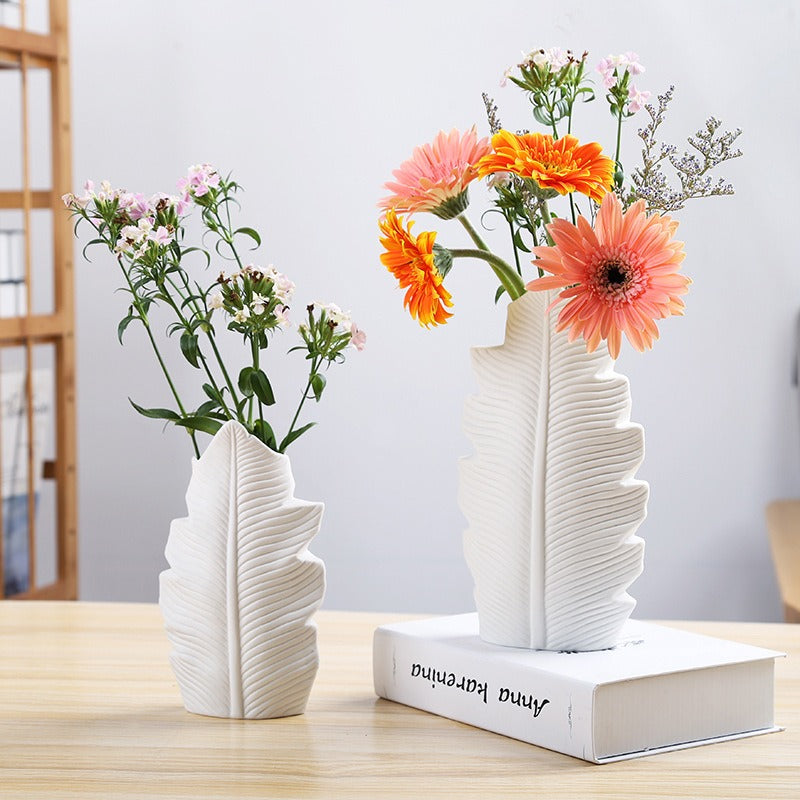 Scandinavian Ceramic Leaf Vase for Elegant Displays
