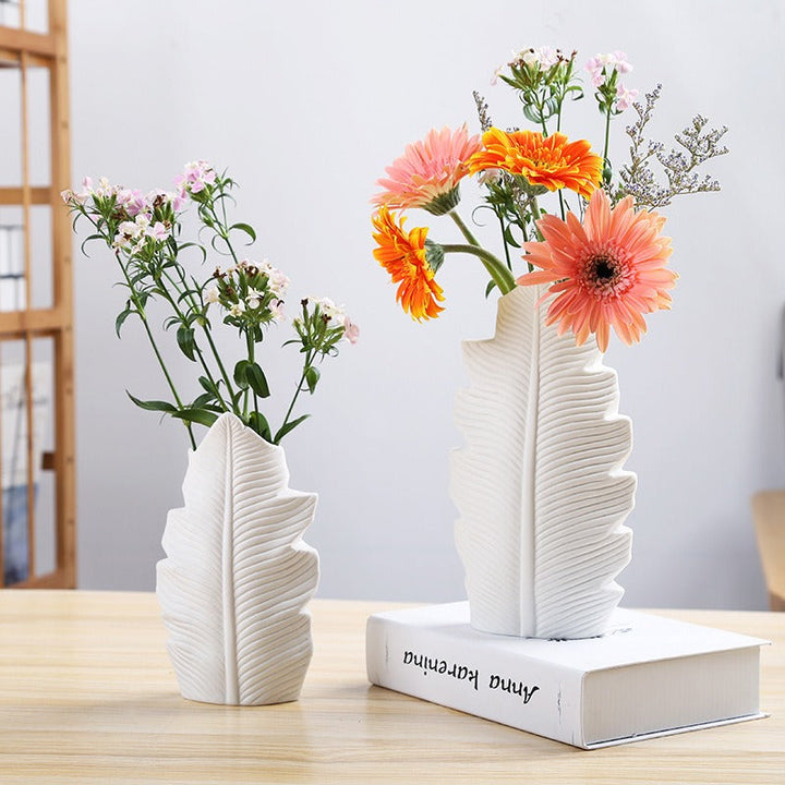 Scandinavian Ceramic Leaf Vase for Elegant Displays