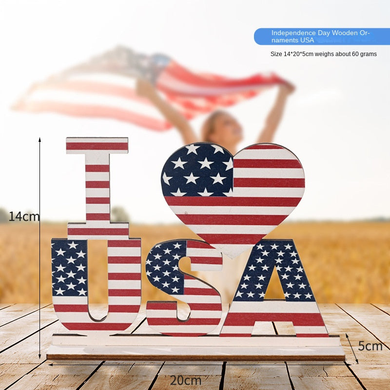4th of July Wooden Letters Patriotic Tabletop Decor