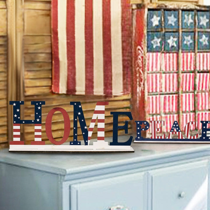 4th of July Wooden Letters Patriotic Tabletop Decor