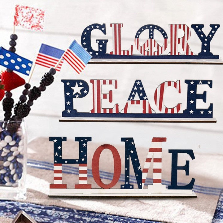 4th of July Wooden Letters Patriotic Tabletop Decor