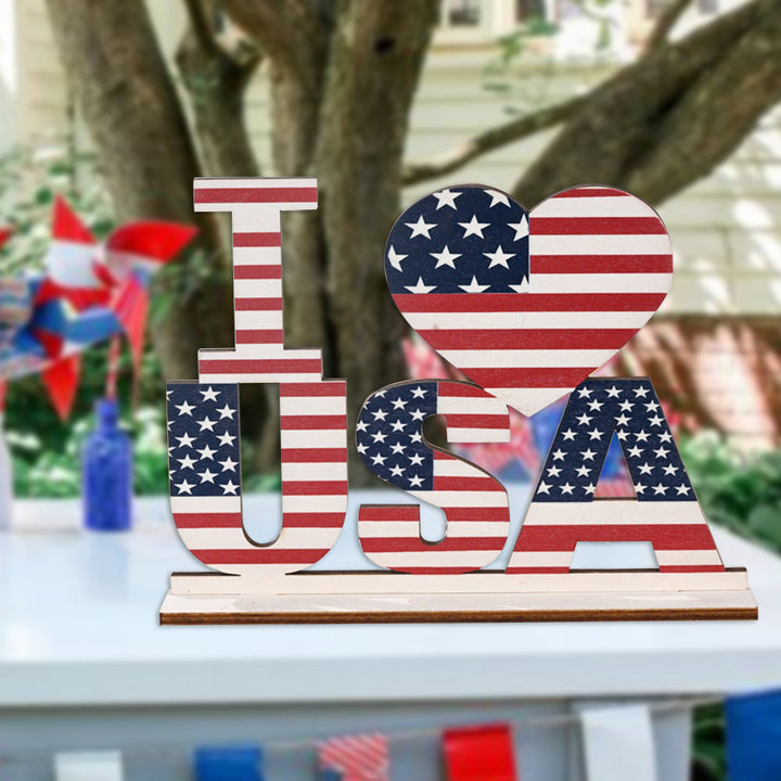 4th of July Wooden Letters Patriotic Tabletop Decor