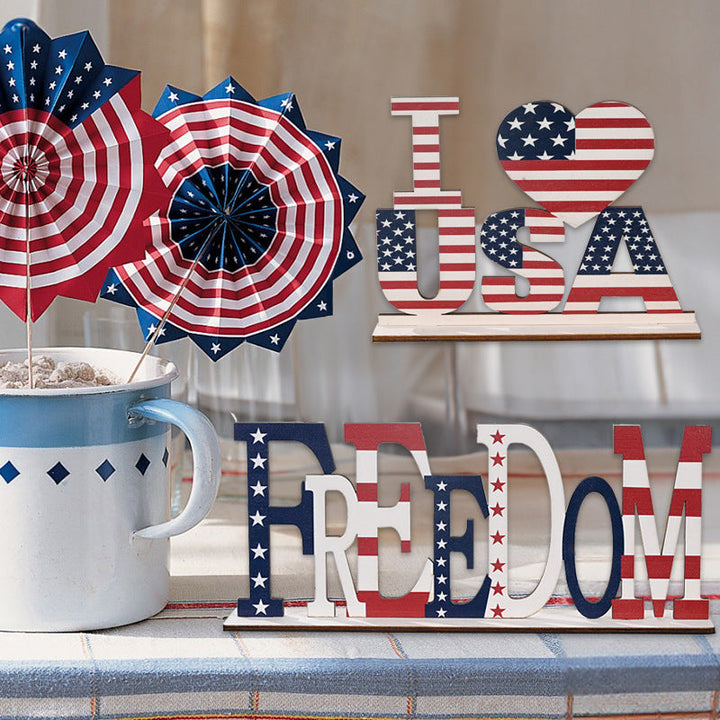 4th of July Wooden Letters Patriotic Tabletop Decor