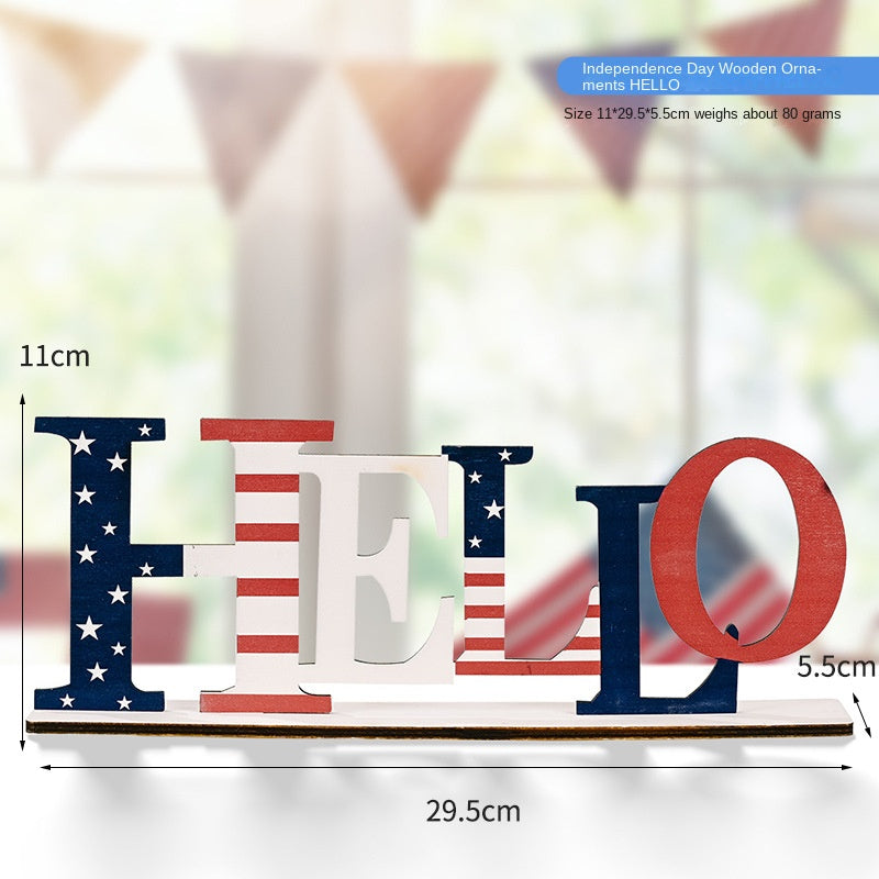4th of July Wooden Letters Patriotic Tabletop Decor