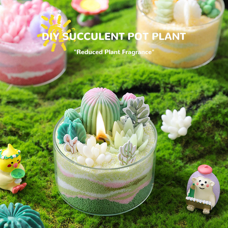 Succulent Sand Candle in Glass, Handmade Gift Decor