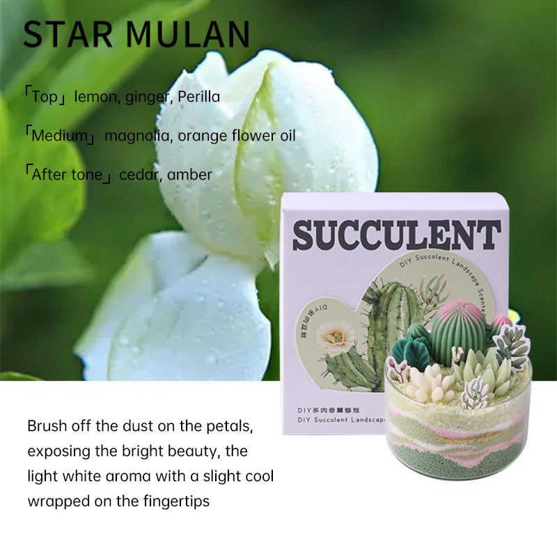 Succulent Sand Candle in Glass, Handmade Gift Decor