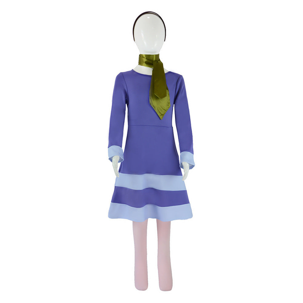 Daphne-Inspired Kids Cosplay Costume Purple Dress Set
