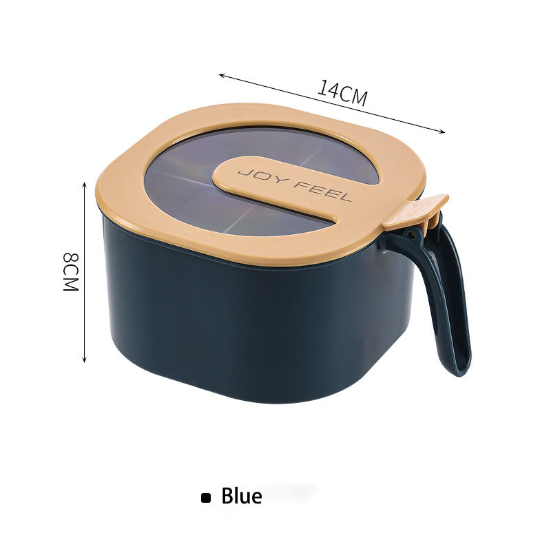 Four-Compartment Seasoning Box With Clear Lid and Spoons