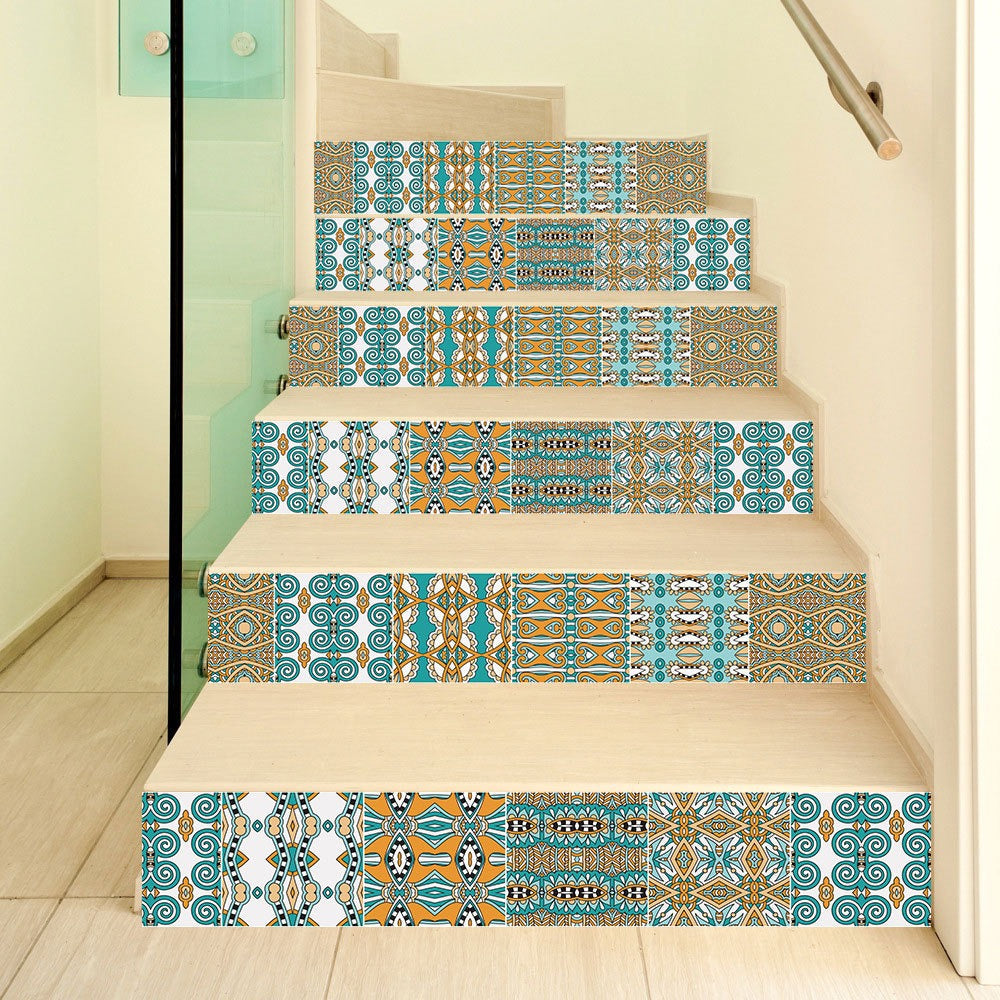 Self-Adhesive Stair Decals: Colorful Waterproof Tile Makeover