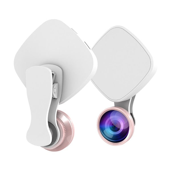 Phone Selfie Ring Light with Macro, Fisheye & Wide Lens