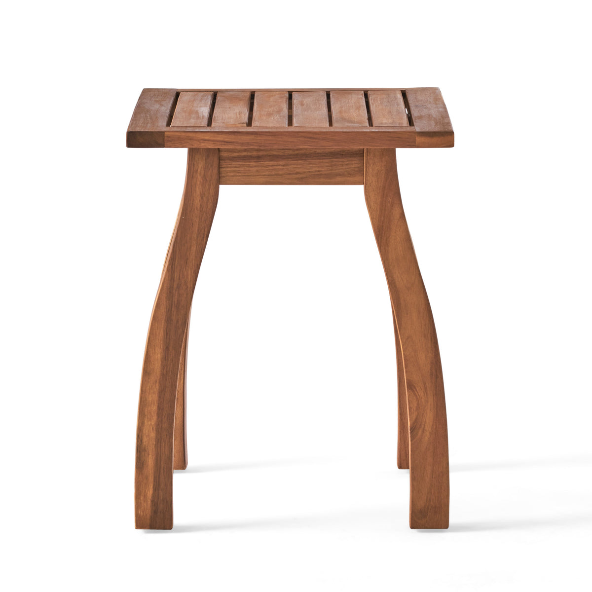 Solid Wood End Table with Teak Finish for Indoor & Patio