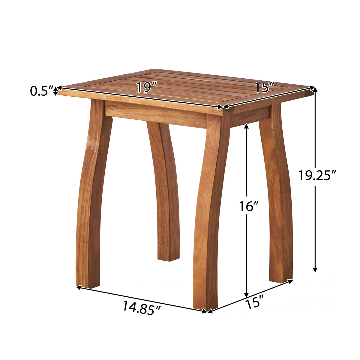 Solid Wood End Table with Teak Finish for Indoor & Patio