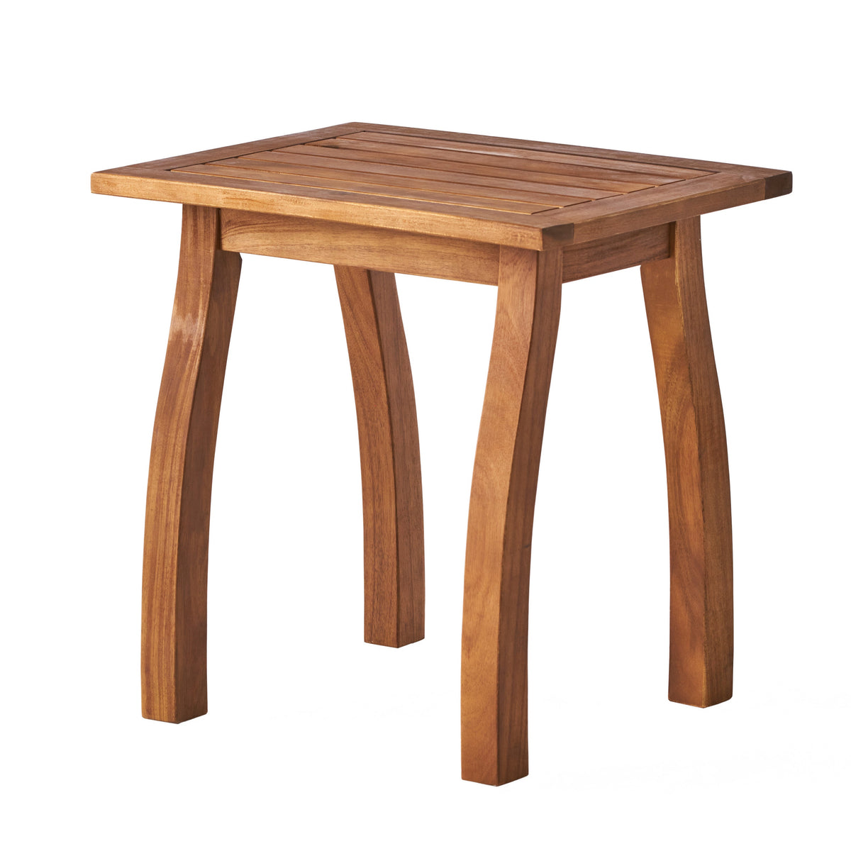 Solid Wood End Table with Teak Finish for Indoor & Patio