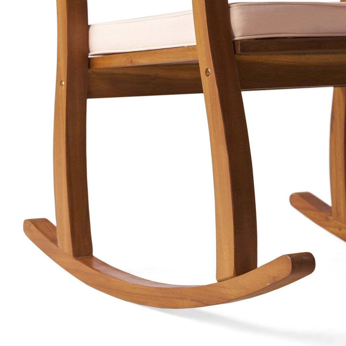 Wooden Rocking Chair with Cushion for Porch & Living Room