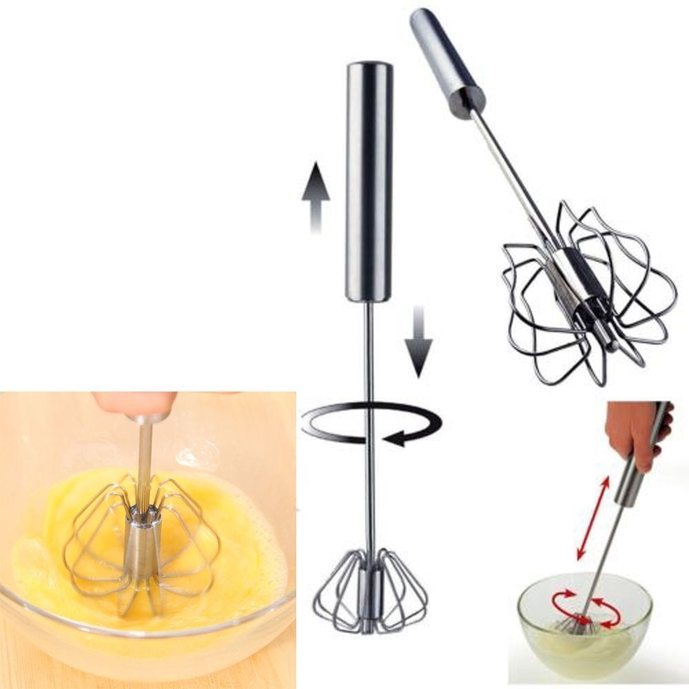 Self-Turning Stainless Egg Whisk: Hands-Free Beating