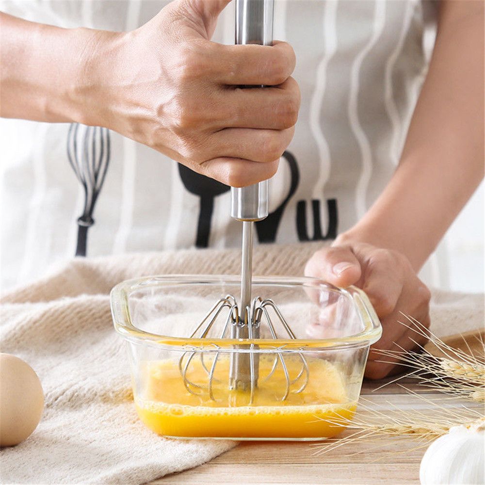 Self-Turning Stainless Egg Whisk: Hands-Free Beating
