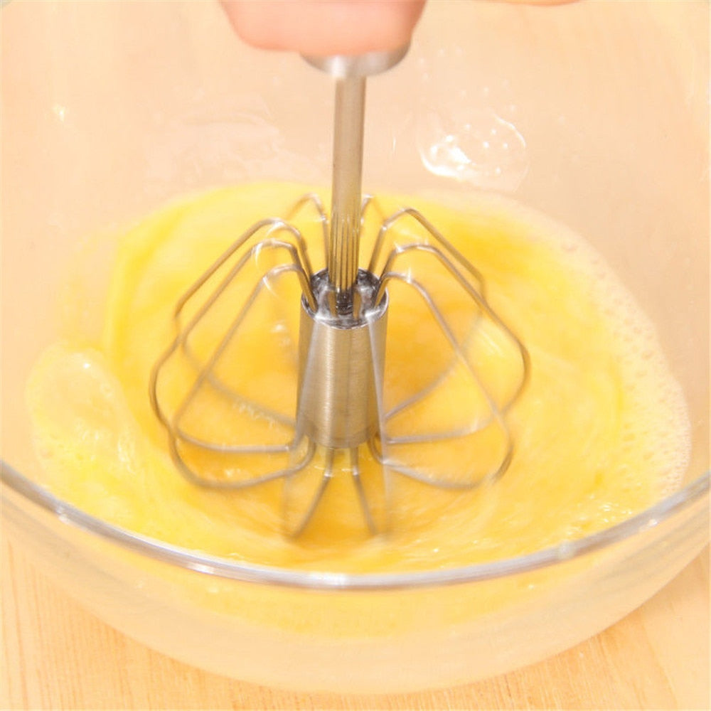 Self-Turning Stainless Egg Whisk: Hands-Free Beating