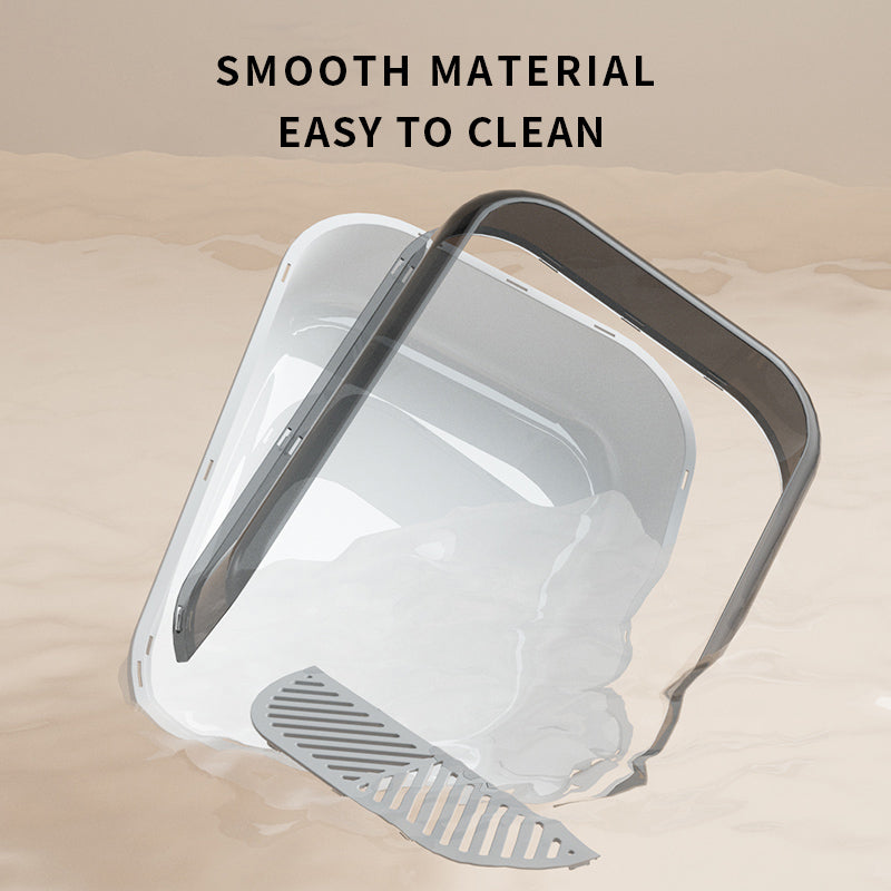 Extra-Large Cat Litter Box, Semi-Enclosed Easy Clean