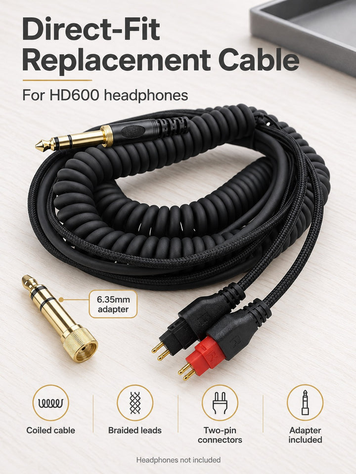 Senhai HD600 Replacement Cable with 6.35mm Adapter