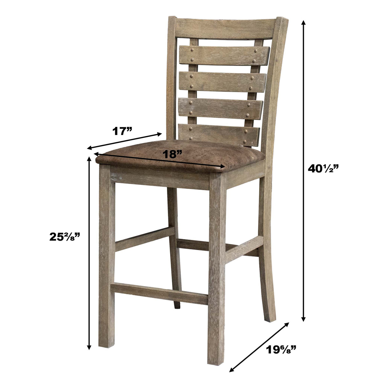 Farmhouse Counter Height Chairs, Solid Wood Set of 2