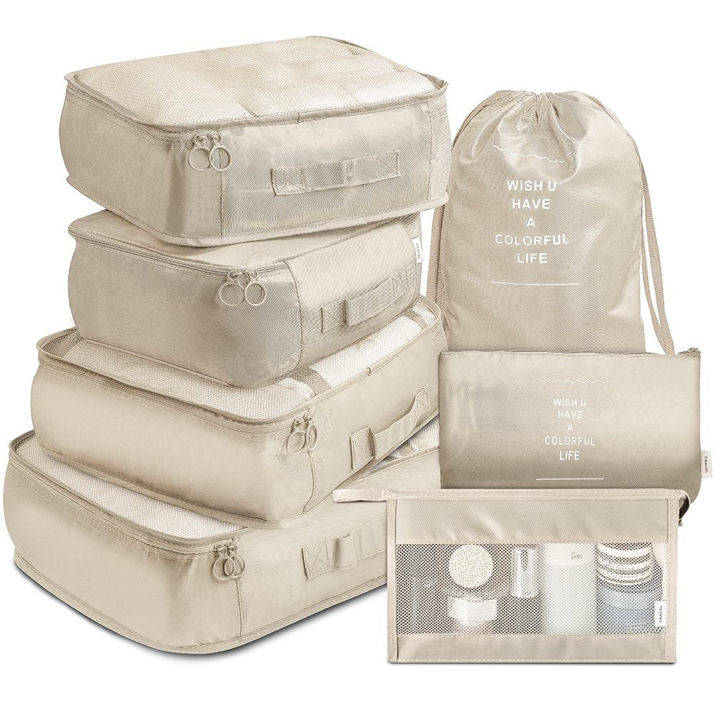 7-Piece Packing Cubes Set Keeps Clothes Sorted On Trips