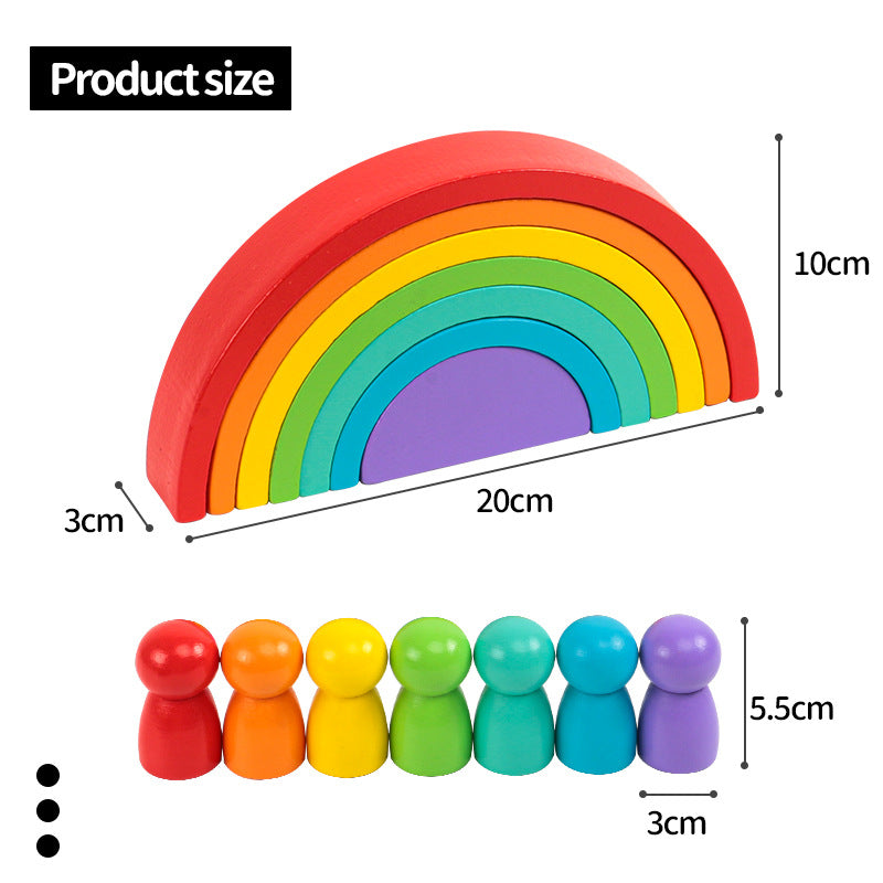 Rainbow Wooden Stacking Blocks for Creative Learning
