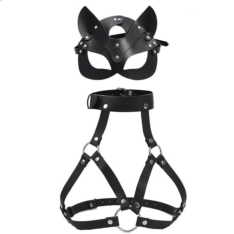 BDSM Mask and Harness Set for Consensual Roleplay