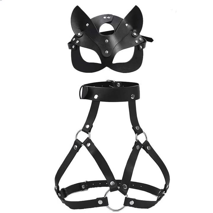 BDSM Mask and Harness Set for Consensual Roleplay