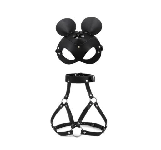 BDSM Mask and Harness Set for Consensual Roleplay