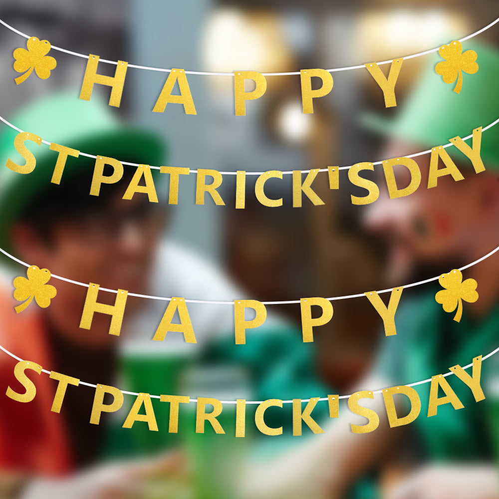 St. Patrick's Day Banner With Glitter Gold Lettering