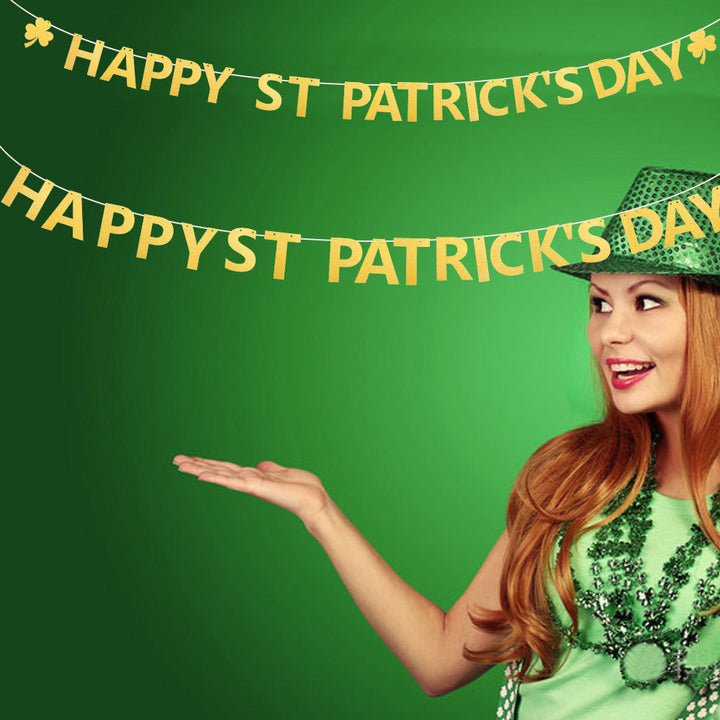 St. Patrick's Day Banner With Glitter Gold Lettering
