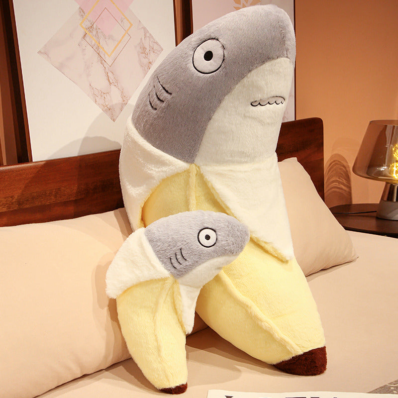 Shark Banana Plush Pillow – Jumbo Cuddle Room Decor
