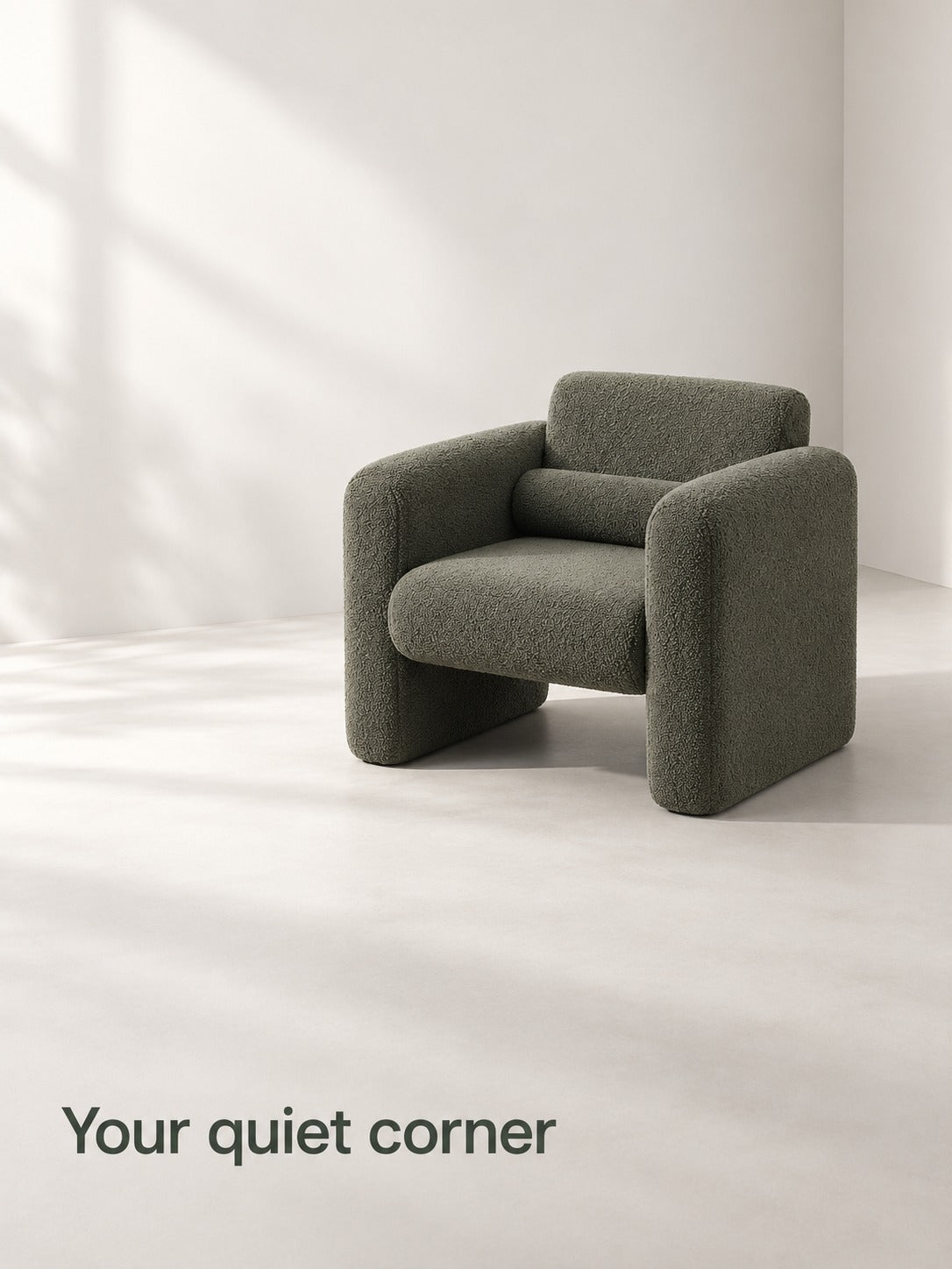 Sherpa Accent Armchair with Backrest Pillow, Seaweed Green