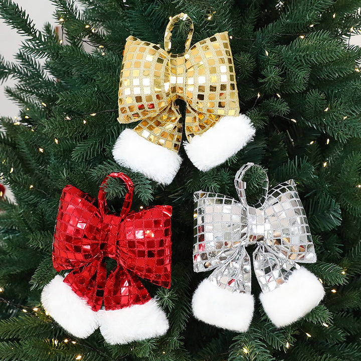 Shiny Butterfly Bow Christmas Tree Ornament Display