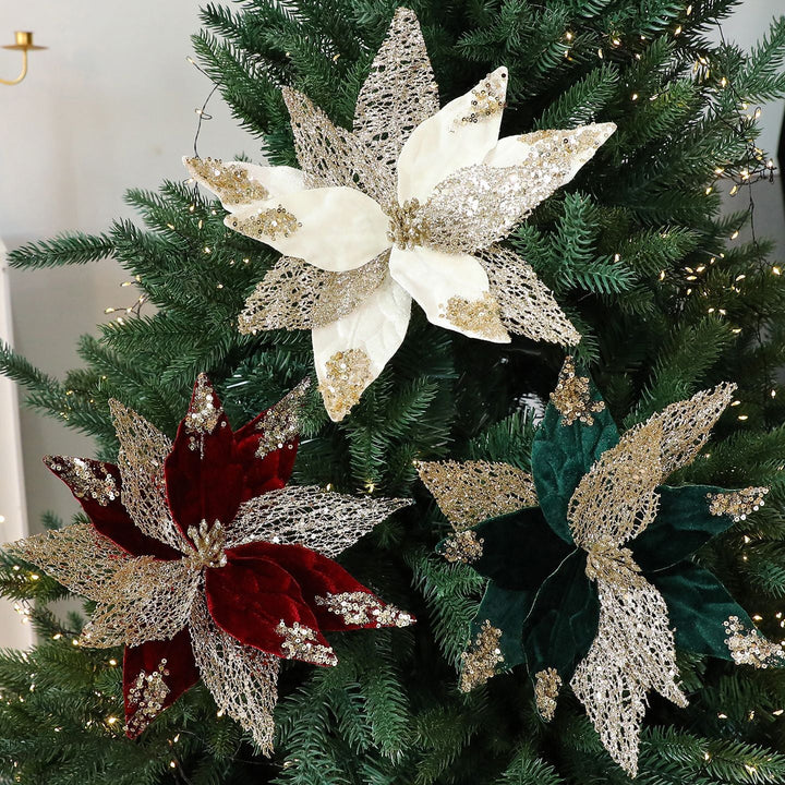Artificial Christmas Flower Decoration for Tree Sparkle