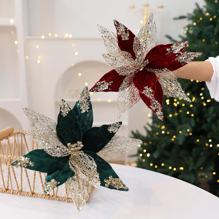 Artificial Christmas Flower Decoration for Tree Sparkle