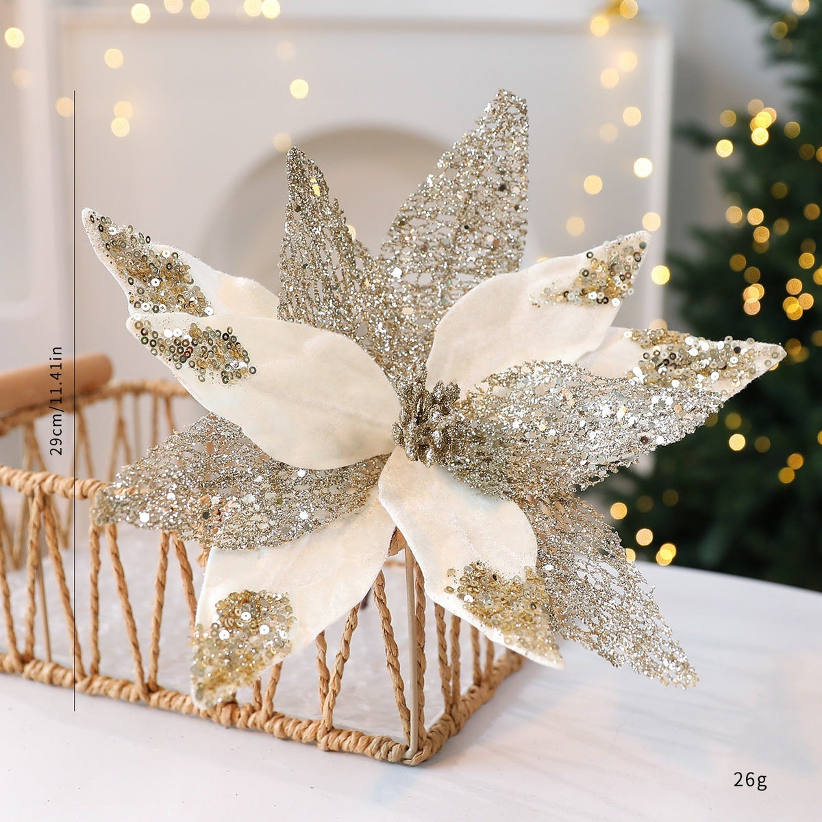 Artificial Christmas Flower Decoration for Tree Sparkle