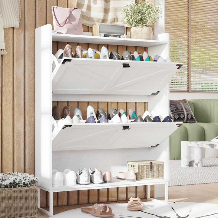 Shoe Cabinet with Flip Drawers for Entryway Storage