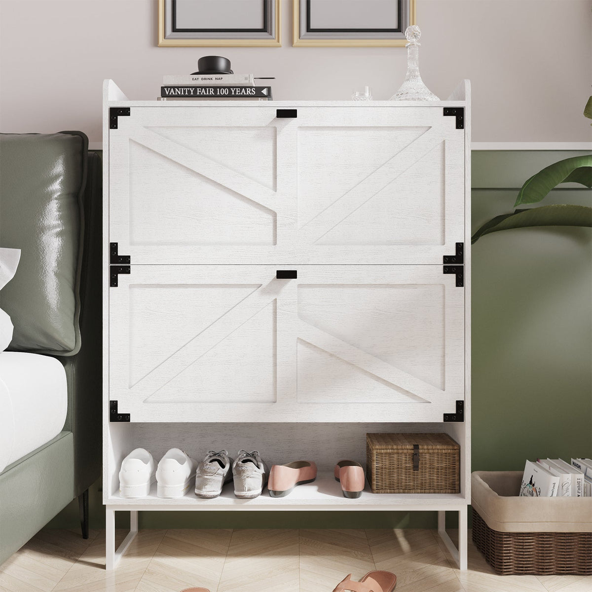 Shoe Cabinet with Flip Drawers for Entryway Storage