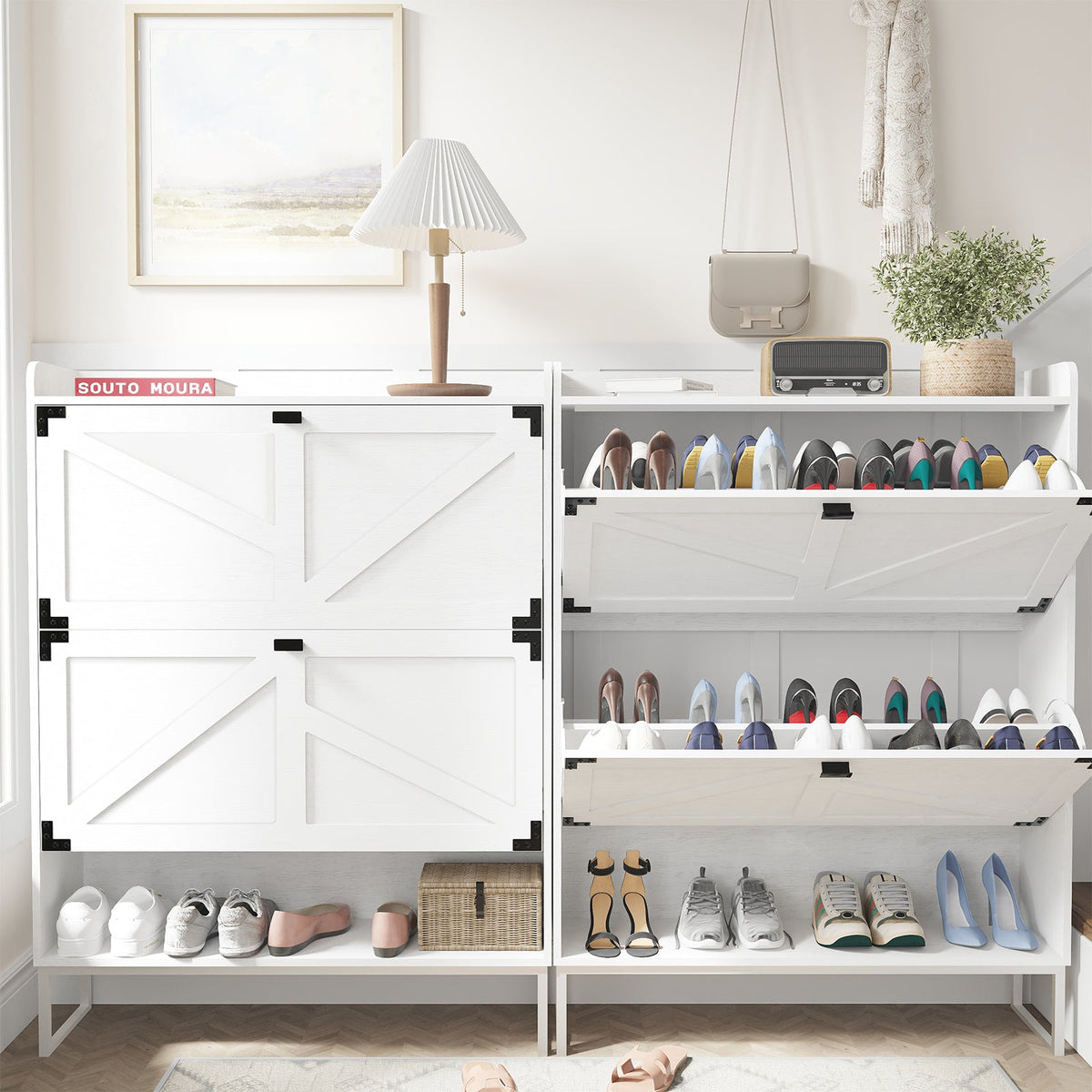 Shoe Cabinet with Flip Drawers for Entryway Storage