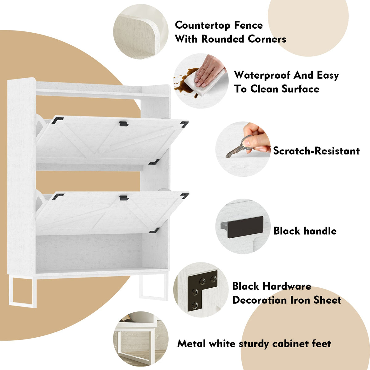 Shoe Cabinet with Flip Drawers for Entryway Storage