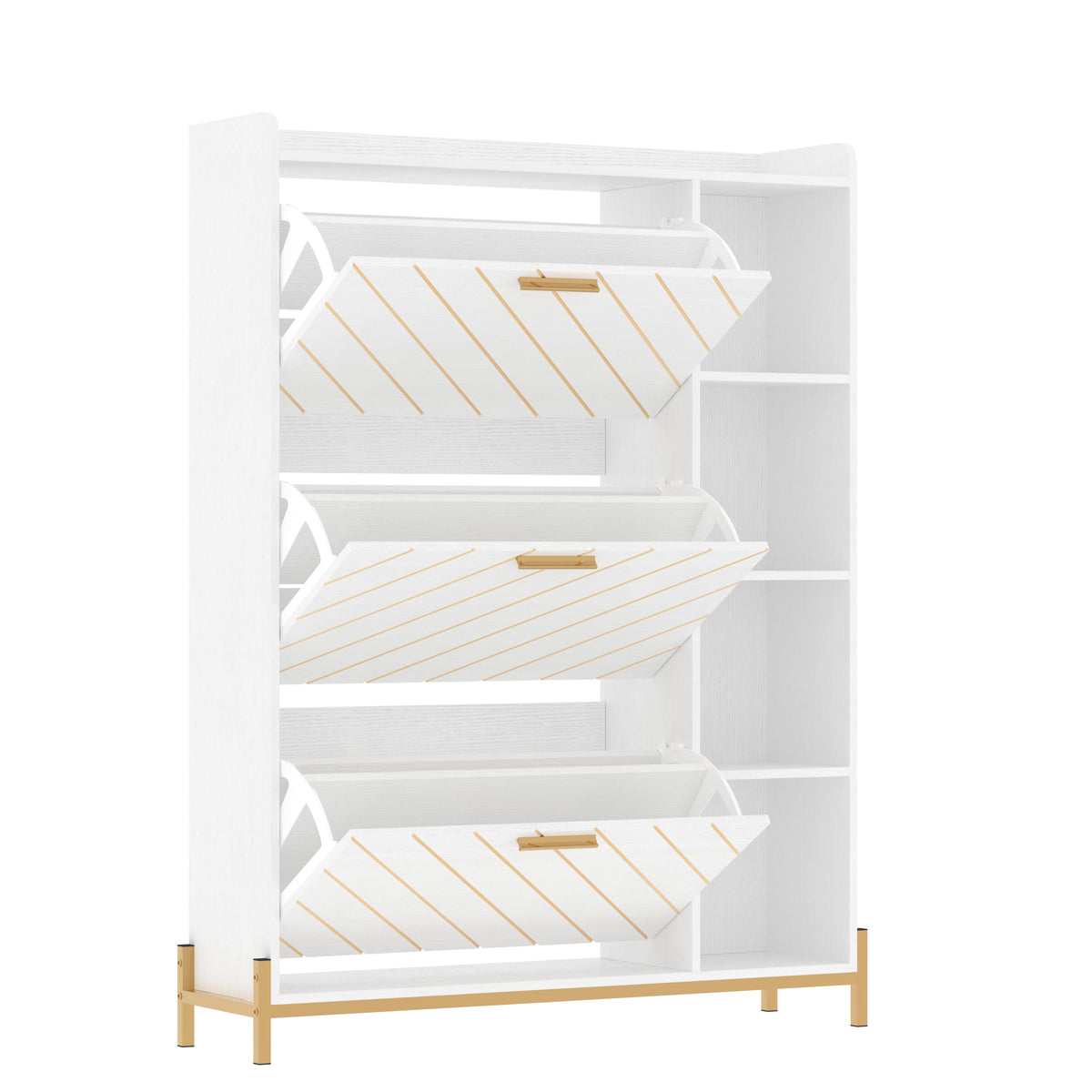 Slim Entryway Shoe Cabinet with Flip Drawers & Shelves