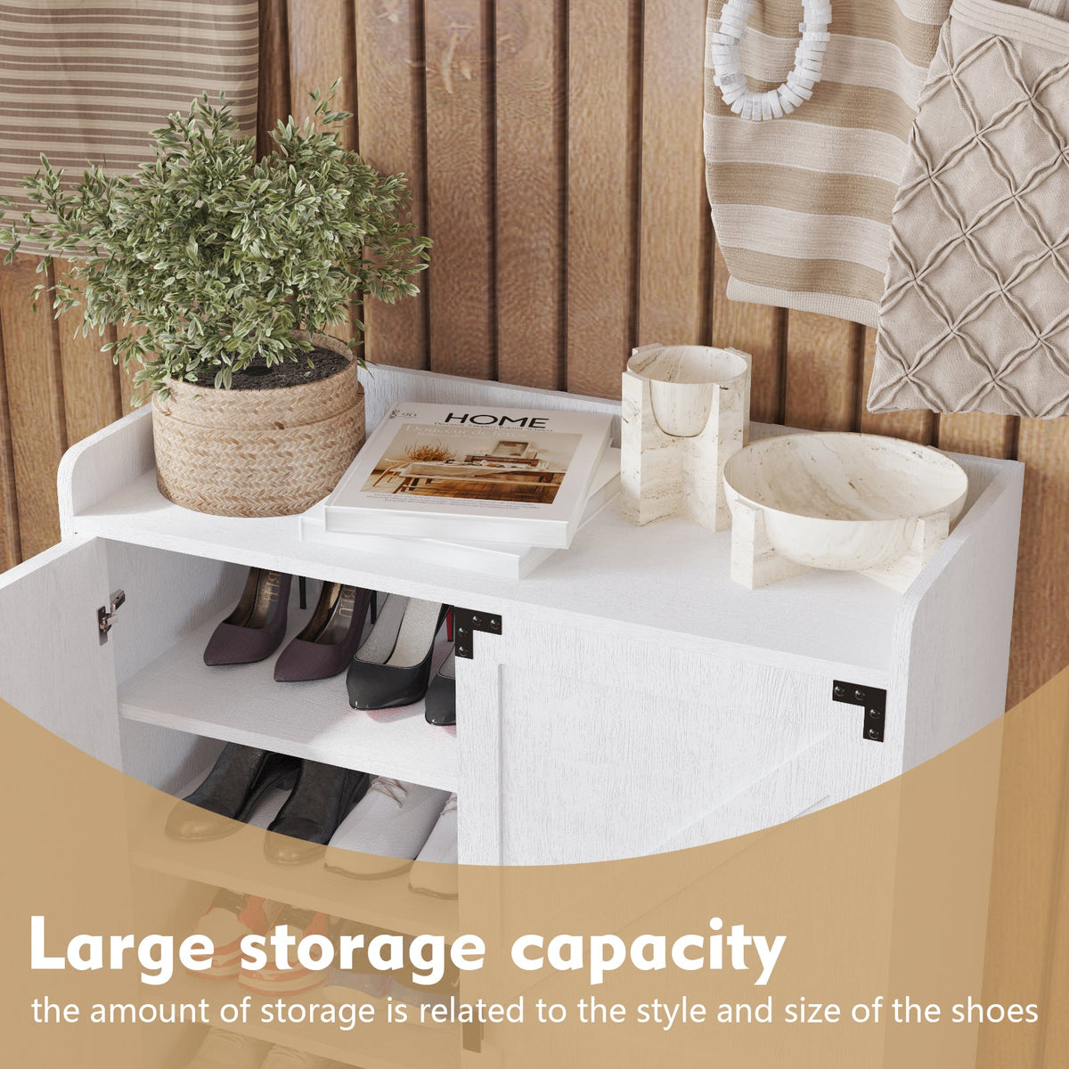 Farmhouse Shoe Cabinet with Doors, 6-Tier Shoe Storage