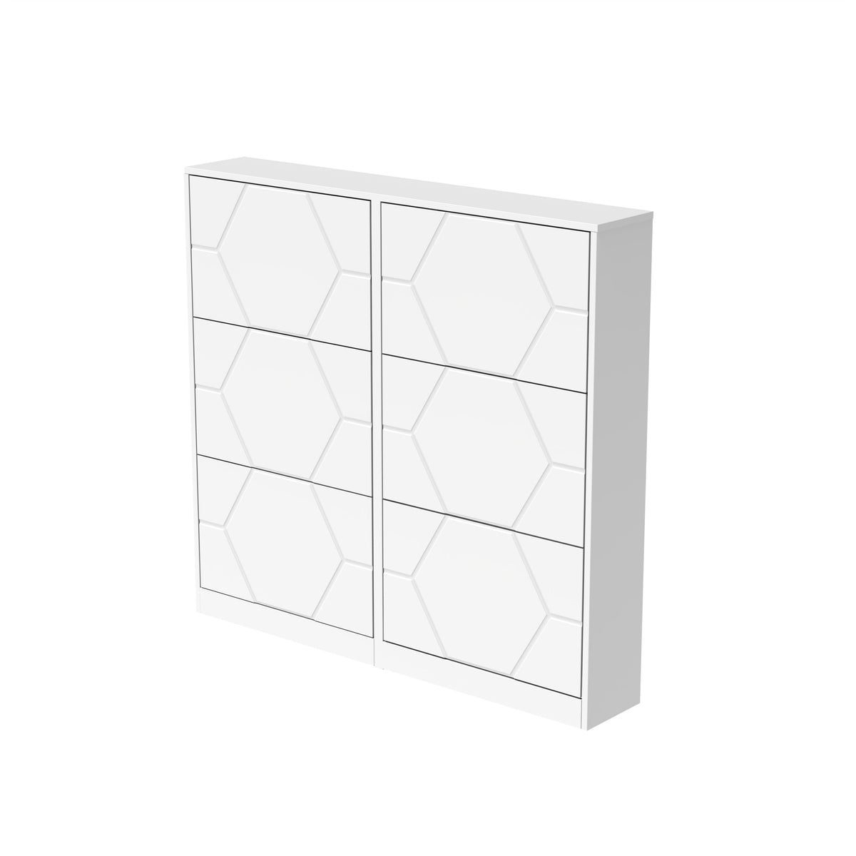 Entryway Shoe Storage Cabinet with Hexagonal Carved Doors