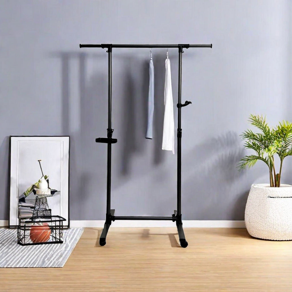 Heavy-Duty Rolling Clothes Rack with Wheels, Black