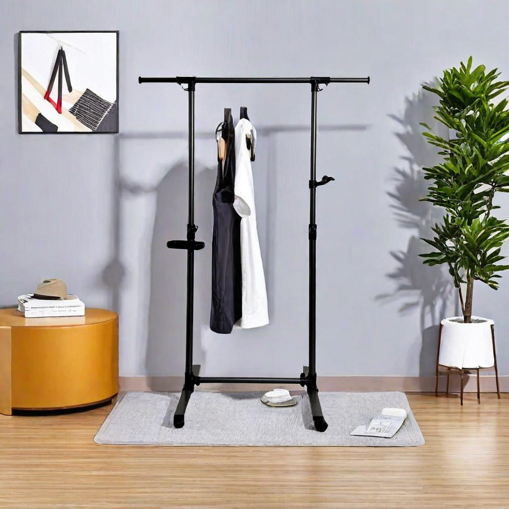 Heavy-Duty Rolling Clothes Rack with Wheels, Black