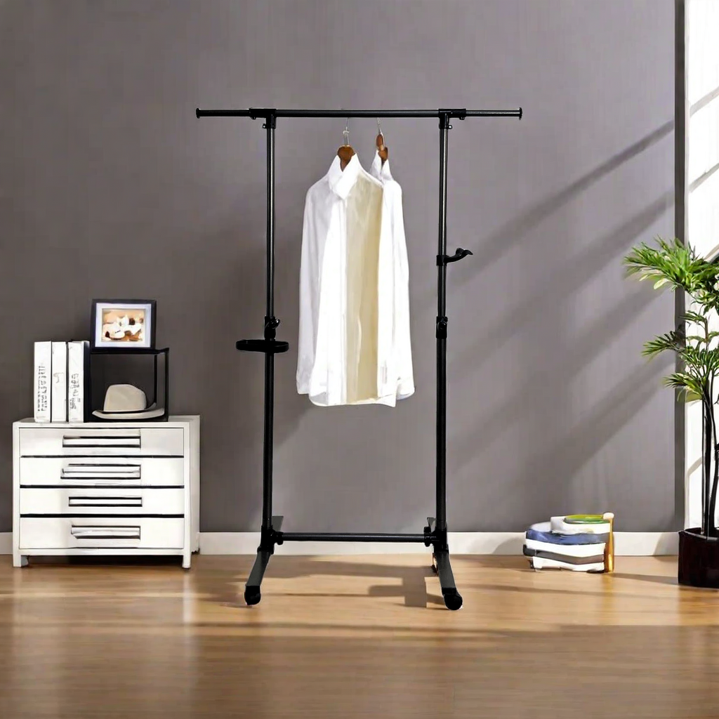 Heavy-Duty Rolling Clothes Rack with Wheels, Black