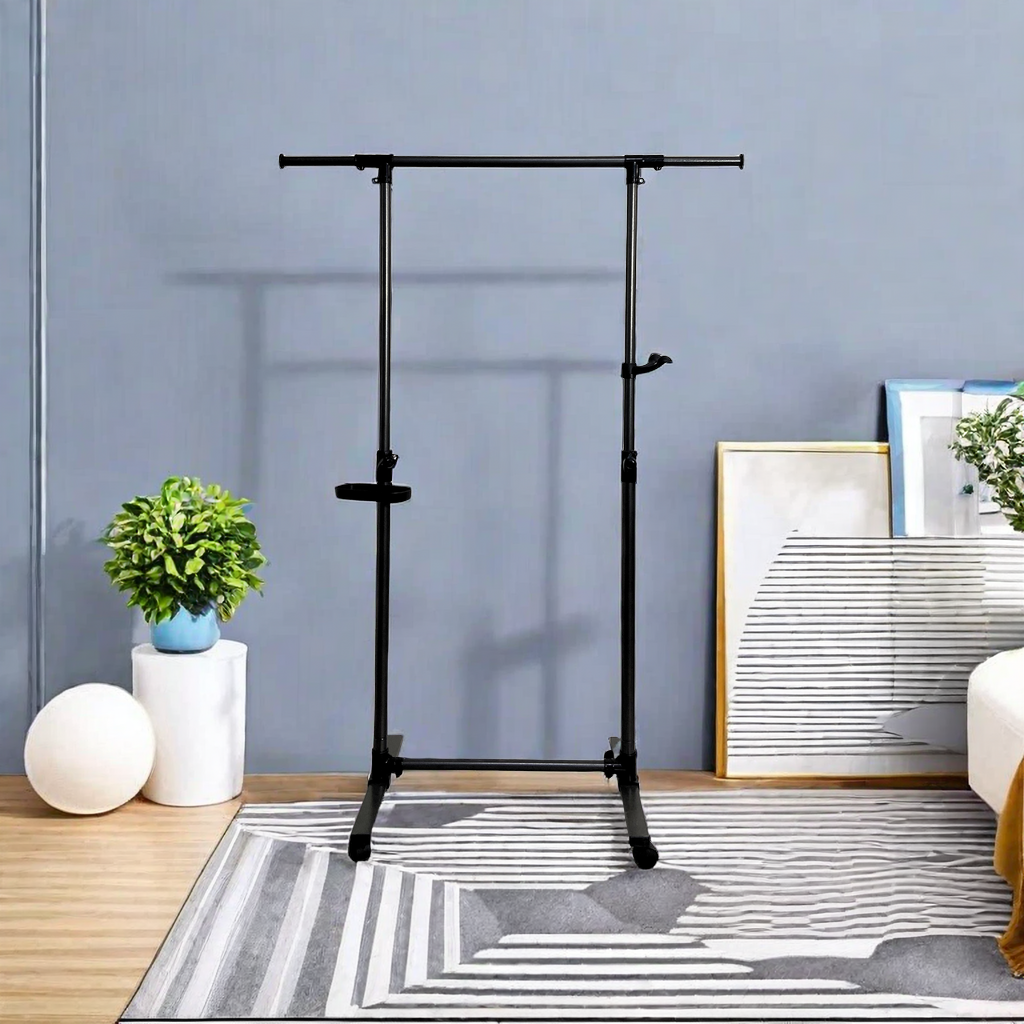 Heavy-Duty Rolling Clothes Rack with Wheels, Black