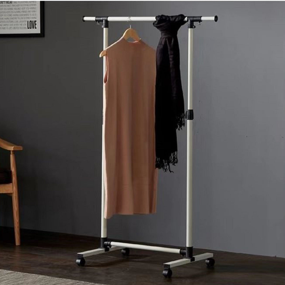 Adjustable Metal Garment Rack on Wheels for Clothes