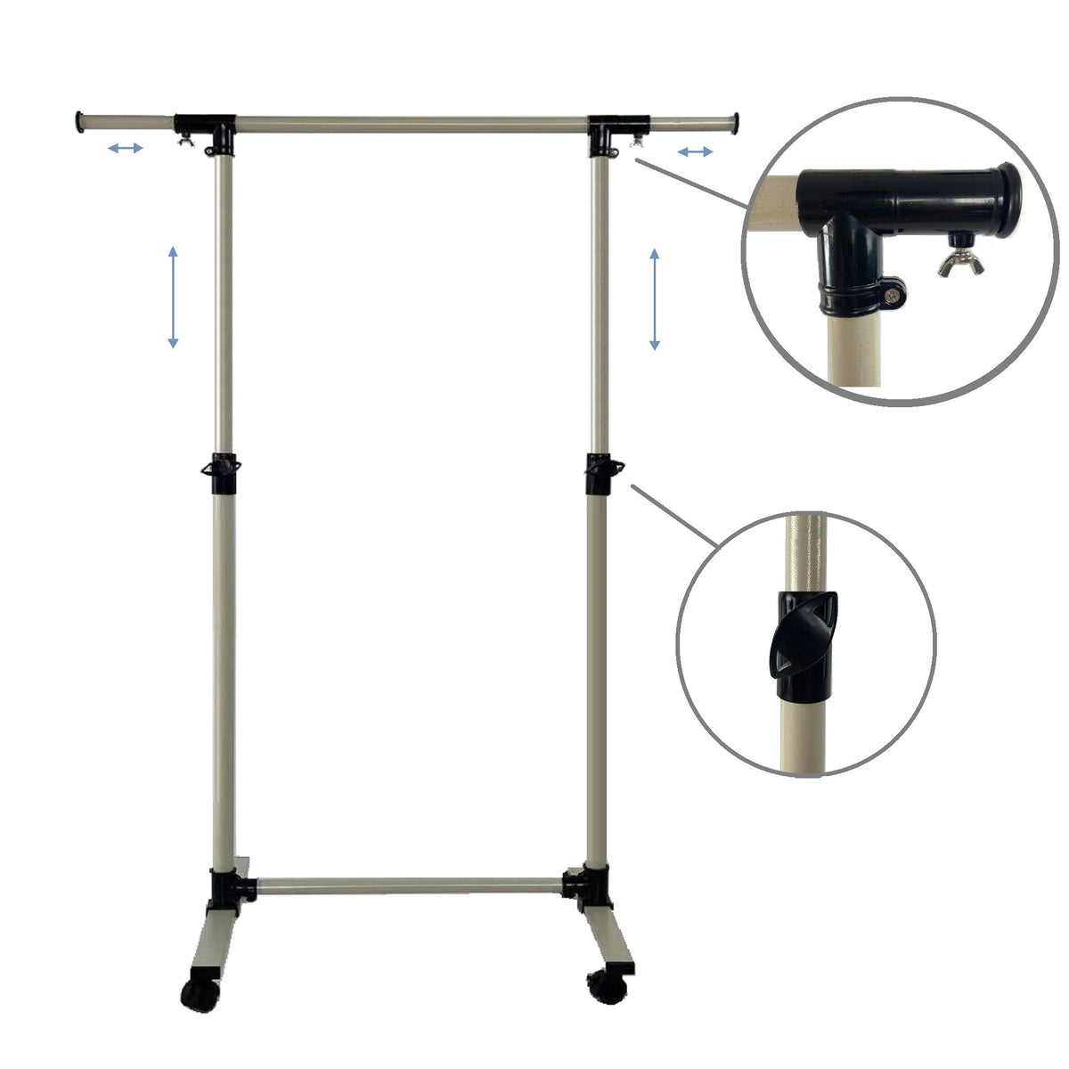 Adjustable Metal Garment Rack on Wheels for Clothes